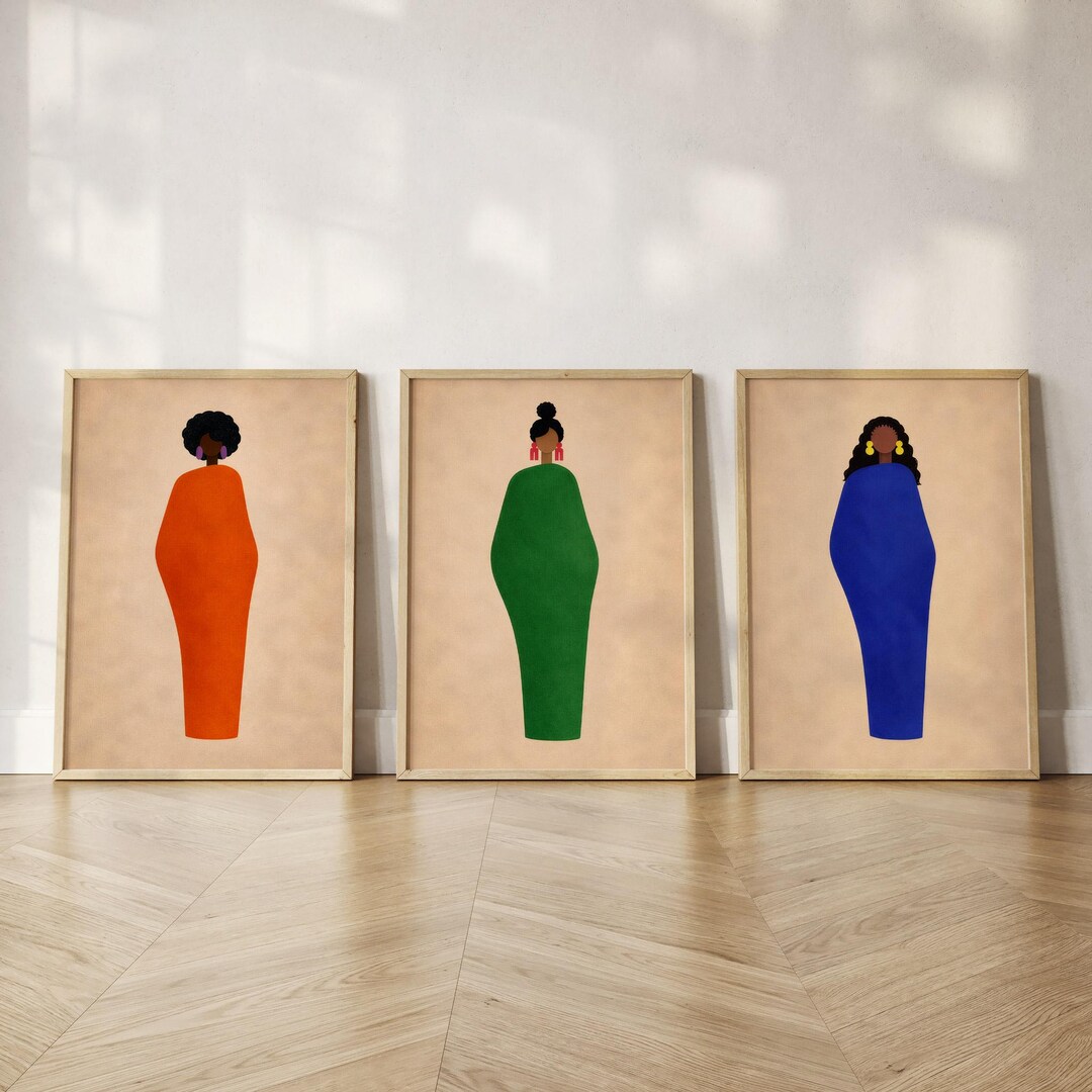 Afrocentric Triptych Wall Art, Set of 3 Sisterhood Art Prints, Black ...