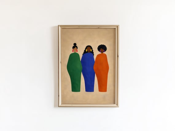 Affiche afrocentrique femmes noires, Art mural afrodescendant, Illustration femmes africaines, Art africain moderne, Décoration à imprimer