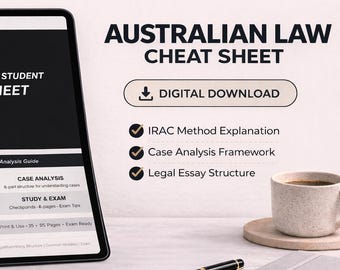 Australian Law Student Cheat Sheet | IRAC Method, Legal Writing Guide (PDF)