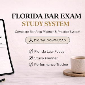 Sistema de estudio para el examen de abogacía de Florida / Planificador de preparación para el examen, práctica de ensayos, seguimiento del MBE (descarga digital)