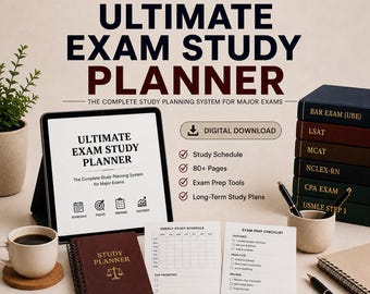 Ultimate Exam Study Planner | Professional Prep Organizer | Study Tracker (Digital Download)