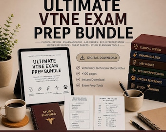 VTNE Study Bundle | Veterinary Technician Exam Prep Guide (Printable PDF)