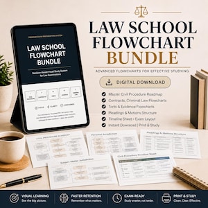 Law School Flowchart Bundle | Bar Exam Attack Sheets | Civil Procedure, Contracts, Torts, Evidence Flowcharts
