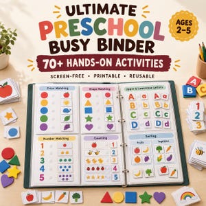 Preschool Busy Binder Printable – 70+ Toddler Learning Activities (Ages 2–5)