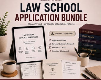 Law School Application Bundle Printable PDF | Personal Statement Workbook, Application Tracker & Resume Recommendation Kit