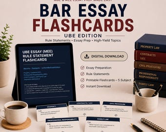 Bar Exam Flashcards, UBE MEE Rule Statements, Active Recall Study Guide (PDF Download)