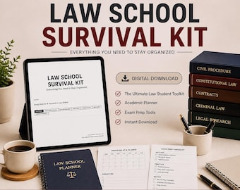 Law School Survival Kit | Academic Planner, Case Brief Templates, Exam Prep (Digital Download)