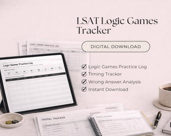 LSAT Logic Games Tracker | Analytical Reasoning Log, Practice Sheets (Digital Download)