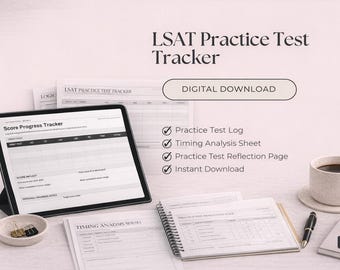 LSAT Practice Test Tracker | Score Log, Analysis Worksheet (Digital Download)