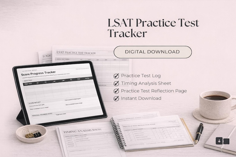 LSAT Practice Test Tracker | Score Log, Analysis Worksheet (digital ...