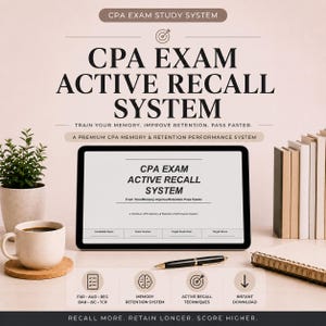 CPA Exam Active Recall System, Far Aud Reg Bar Isc Tcp Study Planner (digital download)
