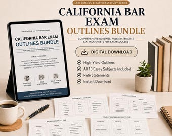 California Bar Exam Outlines Bundle | 13 Essay Subjects, Rule Statements (Digital Download)