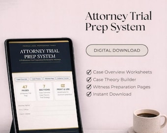 Attorney Trial Prep System | Litigation Planner, Case Strategy Workbook (Digital Download)