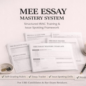 MEE Essay Workbook, Bar Exam Issue Spotting Study Planner (PDF Download)