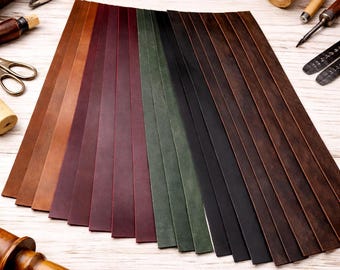 Genuine Full Grain Buffalo Leather Strips, Rustic DIY Belt & Bag Making Supplies 3 oz