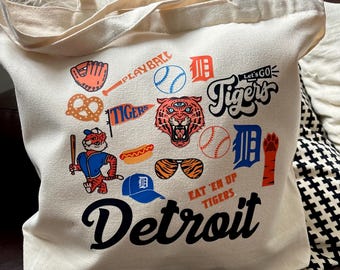 Detroit Baseball Sport Canvas Tote Bag