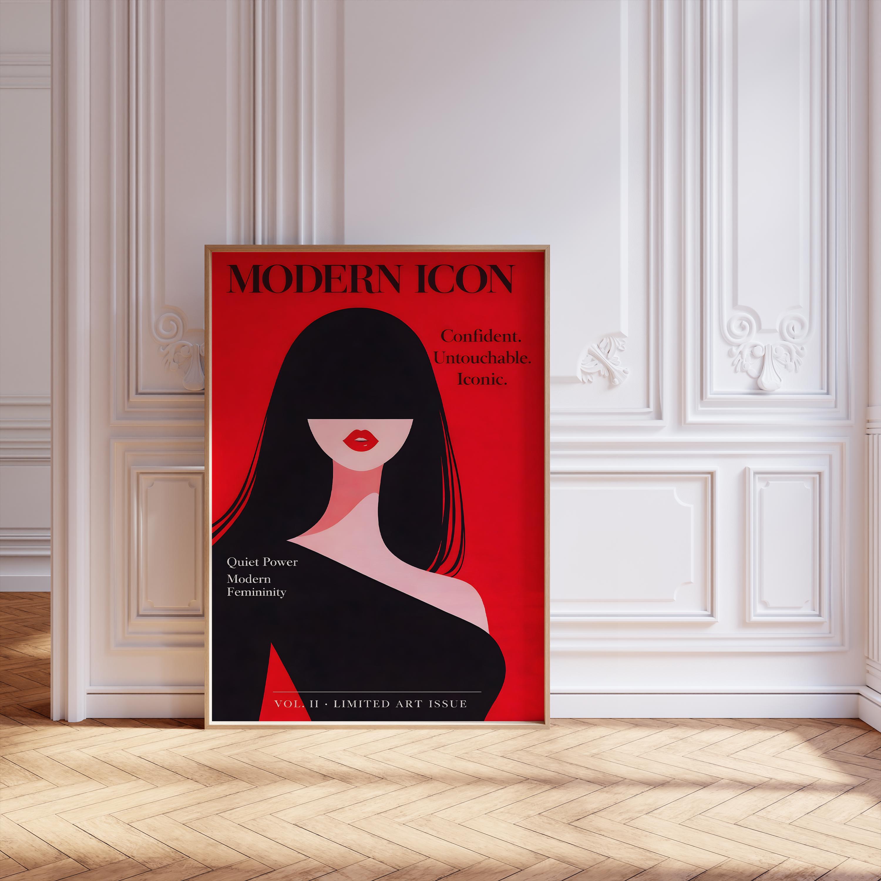 Red Fashion Woman Portrait Print, Modern Icon Wall Art (digital ...