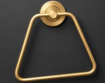 Brushed Brass Towel Ring, Wall Mounted Hand Towel Holder, Modern Bathroom Hardware, Minimalist Luxury Bath Decor,