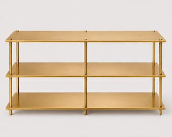 Handcrafted Brass Floor Shelf | Modern Minimalist Storage Unit