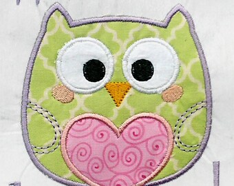 Owl Love Valentine Machine Embroidery APPLIQUE Design by Cutestuff Designs INSTANT DOWNLOAD