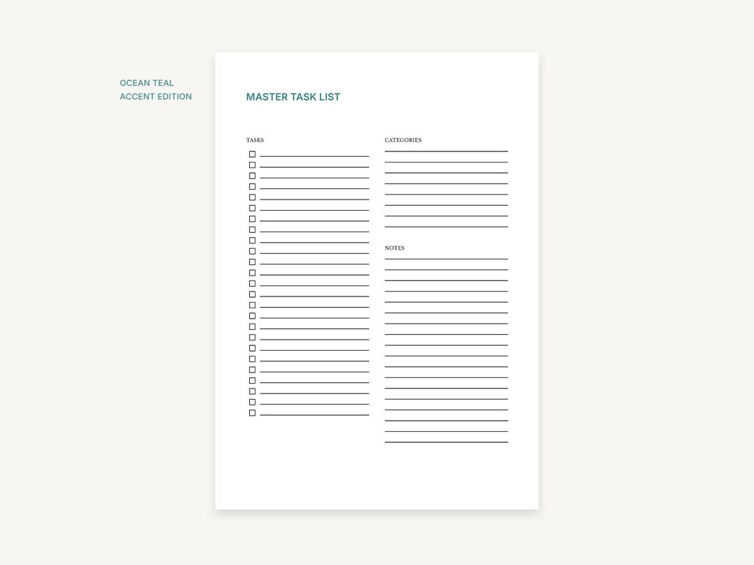 Master Task List Planner Printable – Minimal Modular Planning Page ...