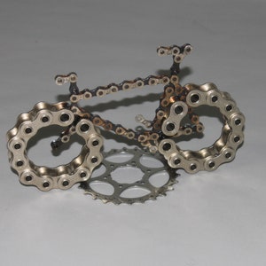 Fat Tire Bicycle With Sprocket Stand Made From Recycled Bike Chain (Chrome Hollow Pin Tires)