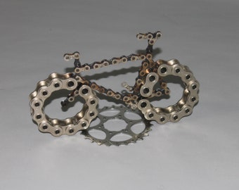 Fat Tire Bicycle With Sprocket Stand Made From Recycled Bike Chain (Chrome Hollow Pin Tires)