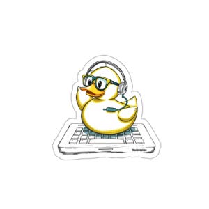 Pegatina divertida de pato programador / Regalo humorístico de codificación para ingenieros de software