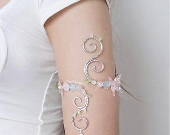 Silver Wire Pastel Fairy Butterfly Arm Cuff
