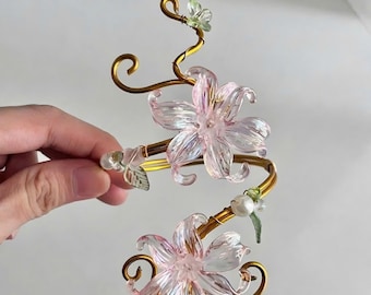 Coquette Floral Arm Cuff | Fairycore Elven Wire Wrapped Jewelry Bracelet