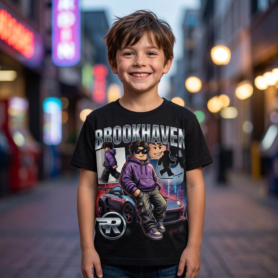 Brookhaven Roblox Character Tee | Retro Halftone Gaming Youth Shirt - Etsy
