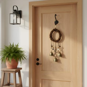 Colgante de campana vintage para pomo de puerta / Decoración de campana colgante de estilo antiguo / Colgante rústico para el hogar / Adorno de campana de metal para llave / Regalo bohemio para la entrada