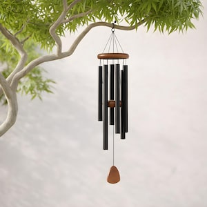 Carillón de viento dorado / Carillón de exterior de tono armónico profundo / Carillón de viento de metal con cubierta de madera de fresno / Regalo de decoración para jardín y patio