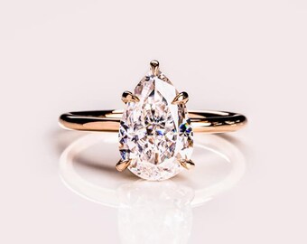 Päronslipad Moissanitring 4CT roséguldpläterad sterlingsilversmycken