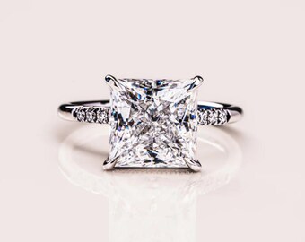 Prinsessslipad Moissanit Statement-ring med accentstenar i sterlingsilver