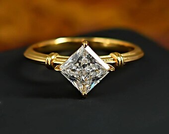 Prinsessslipad Moissanitring 2CT Förgylld Sterlingsilver Promise Jewellery