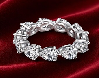 5 TCW Päronslipad Vigselring, Moissanit Jubileumsring i Sterlingsilver
