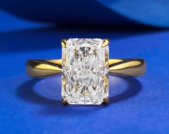 Strålande slipad moissanitring i 3 karat guldpläterad sterlingsilver med statement-smycken