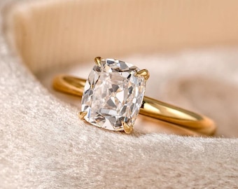 Kuddslipad Moissanitring 2CT Förgyllt Sterlingsilver Statement-smycken