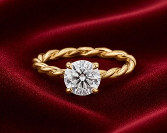 Rundslipad Moissanit Vriden Ring 2CT Förgylld Sterling Silver Promise Jewellery