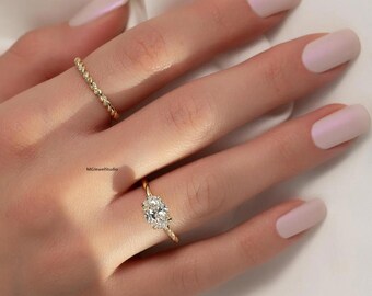 Oval Cut Moissanite Twisted Band Ring 3CT Approx. Gold Plated 925 Silver Statement Jewellery