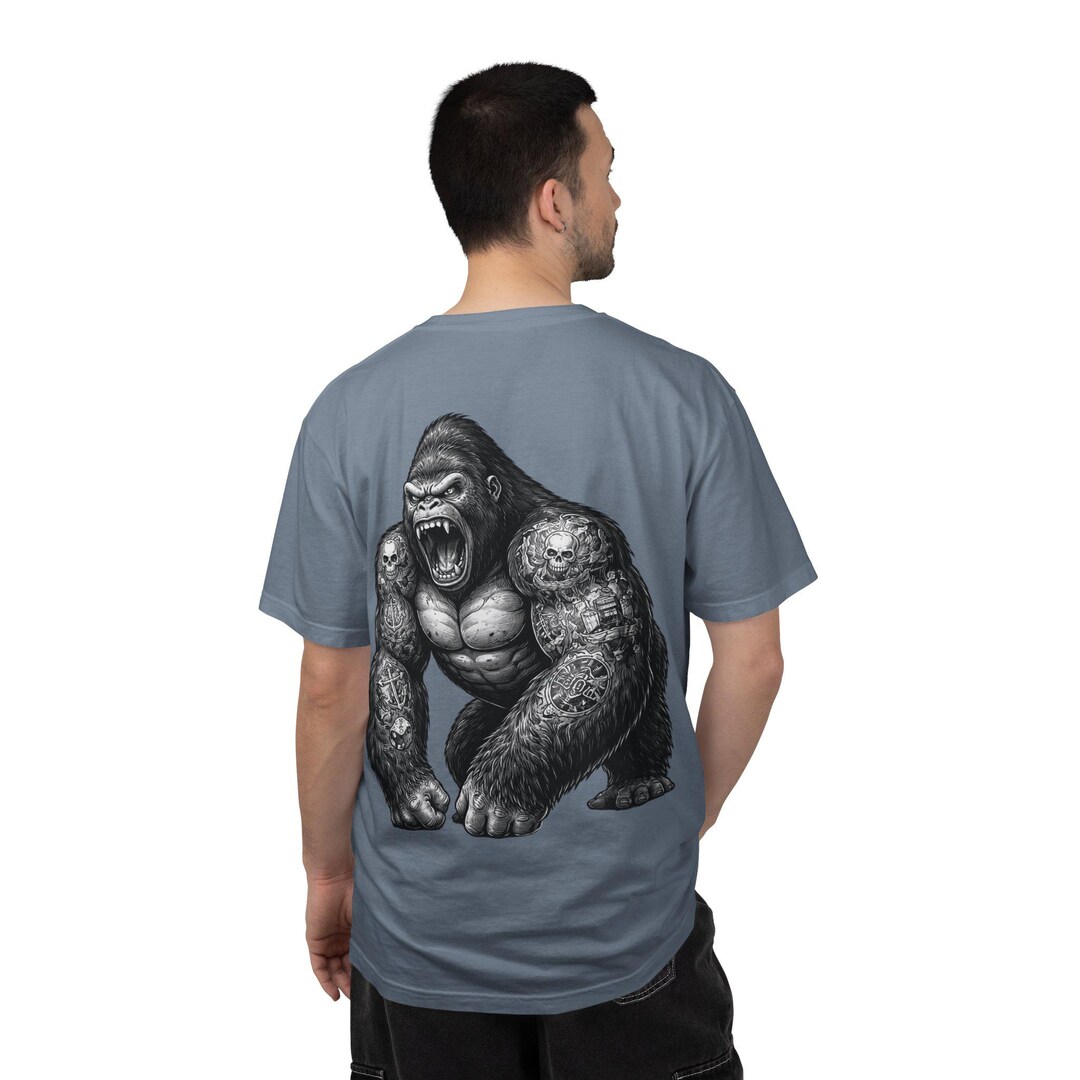 Roaring Gorilla T-shirt | Graphic Ape Back Print - Etsy