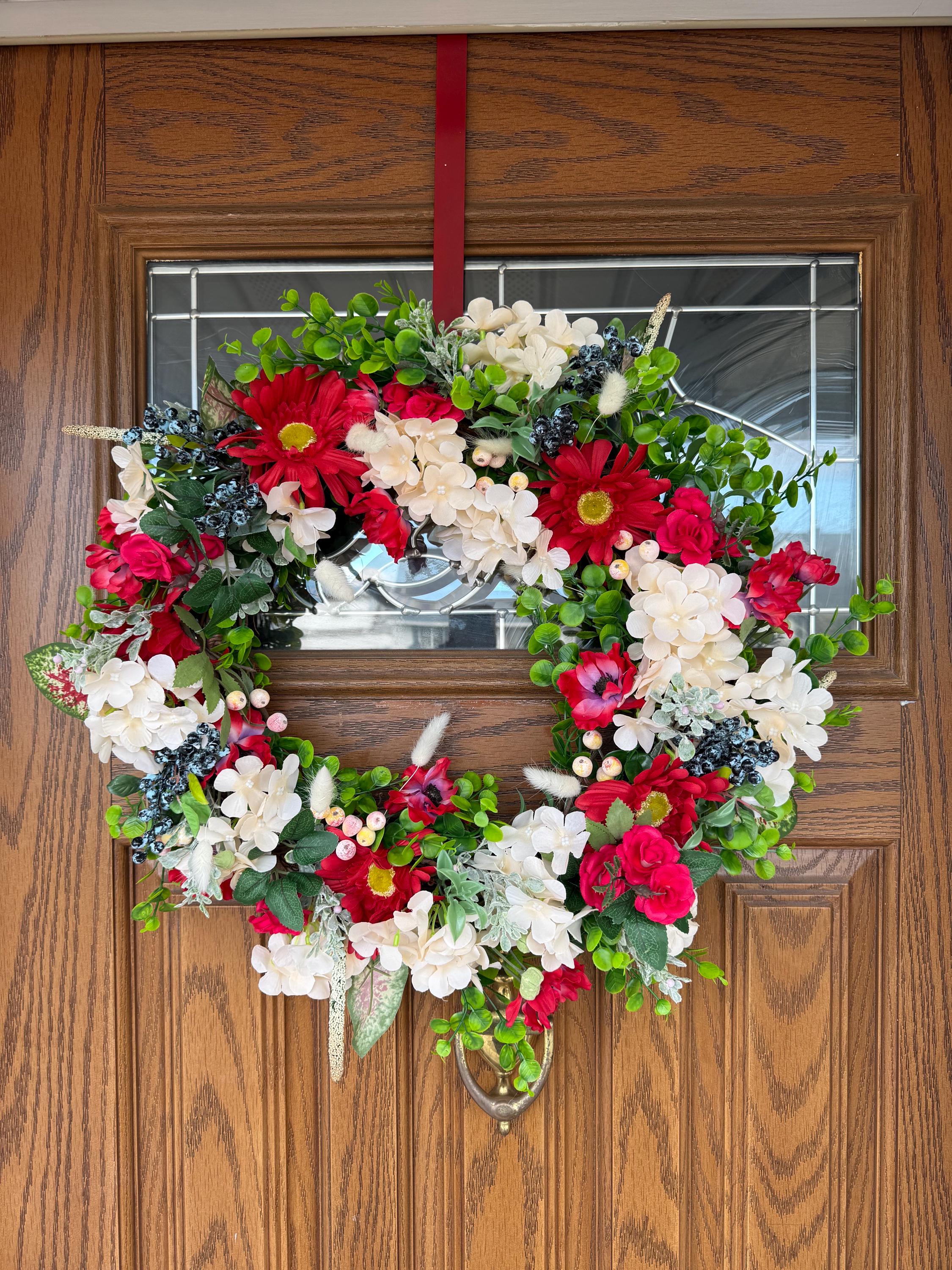 Front Door Wreath Red and Butter Yellow Floral Wreath-22" - Etsy