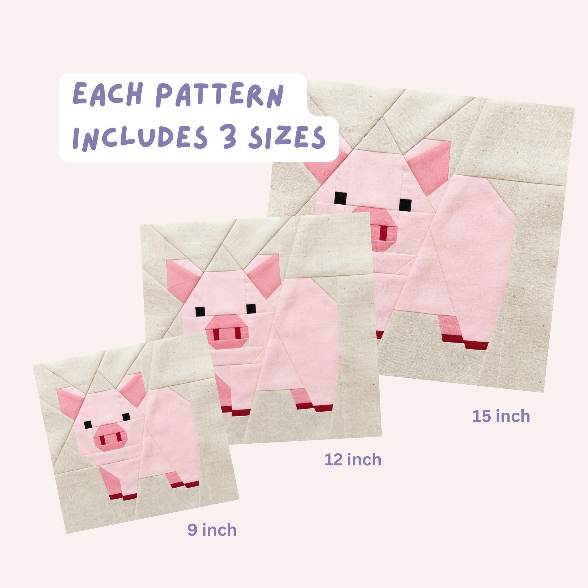 Farm Animal Quilt Pattern Bundle Modern FPP Foundation Paper Piecing ...