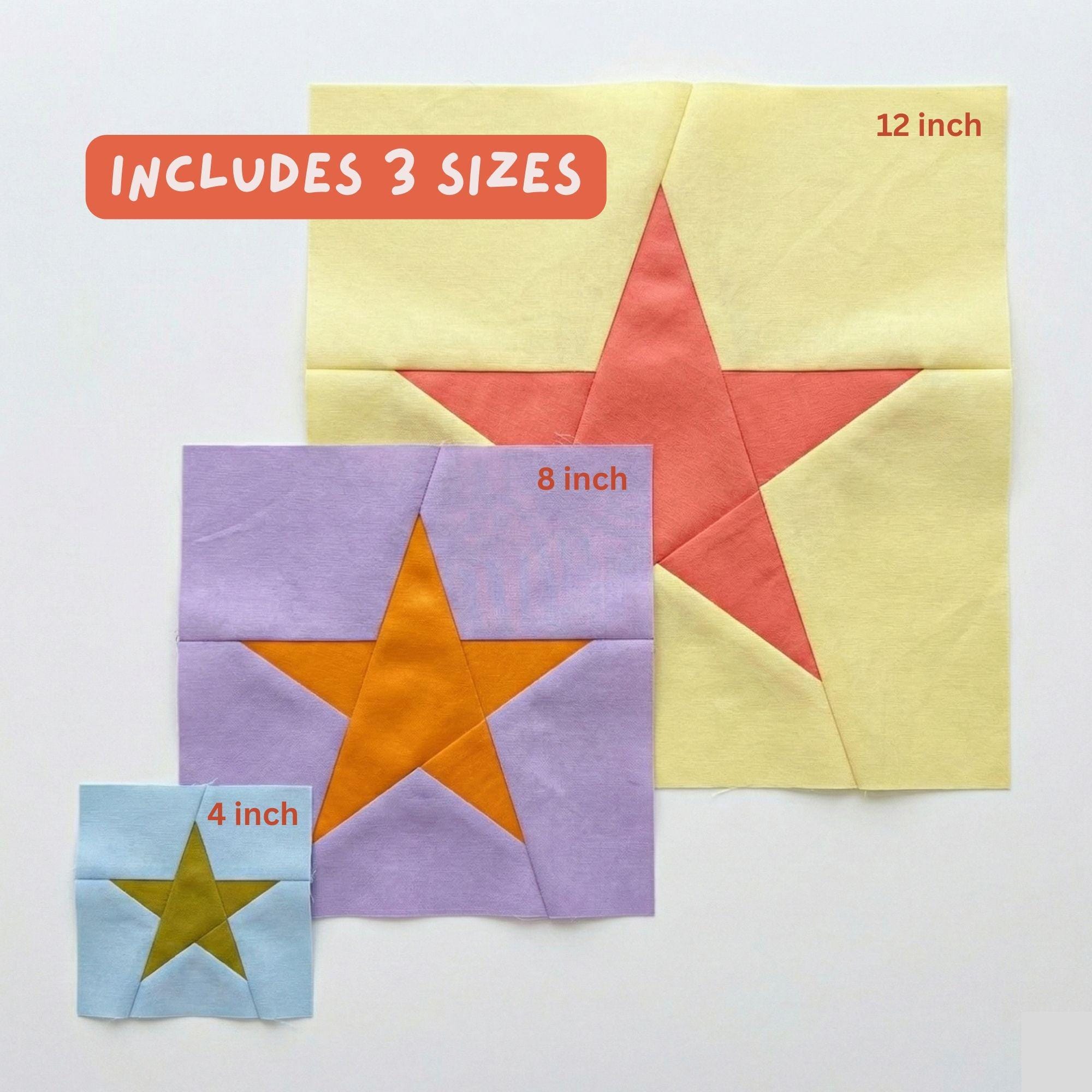 Star Quilt Pattern Modern FPP Foundation Paper Piecing Block Digital ...