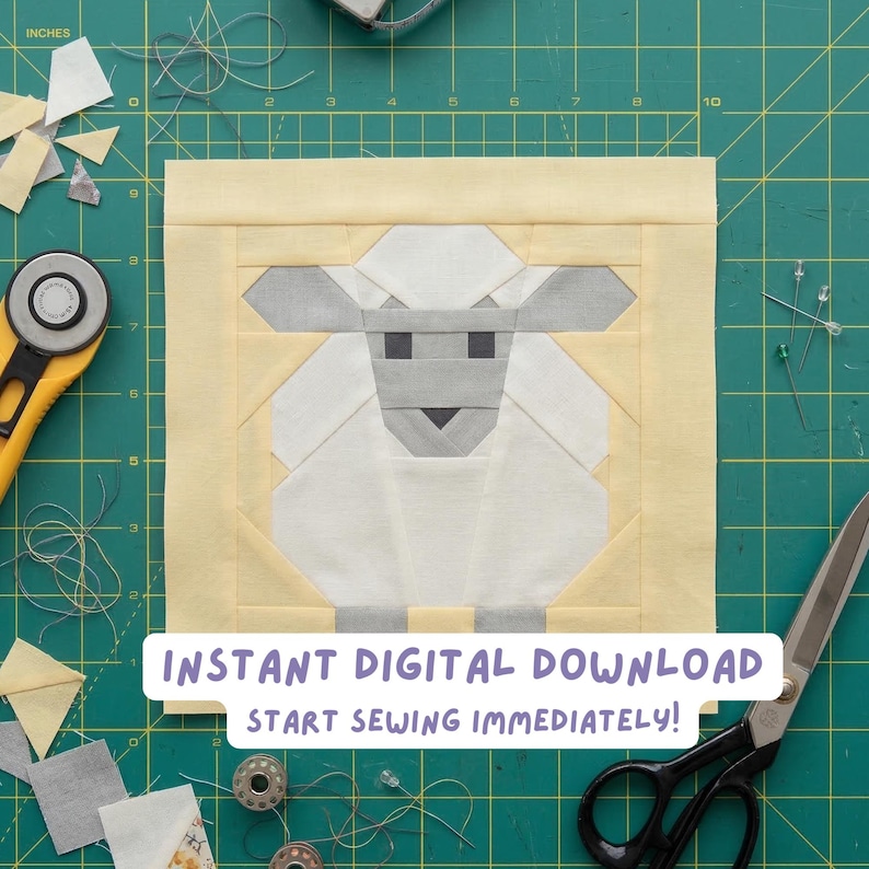 Pattern Blocks Sheep Farm Animal Quilt Pattern Bundle Modern FPP Foundation Paper Piecing ...