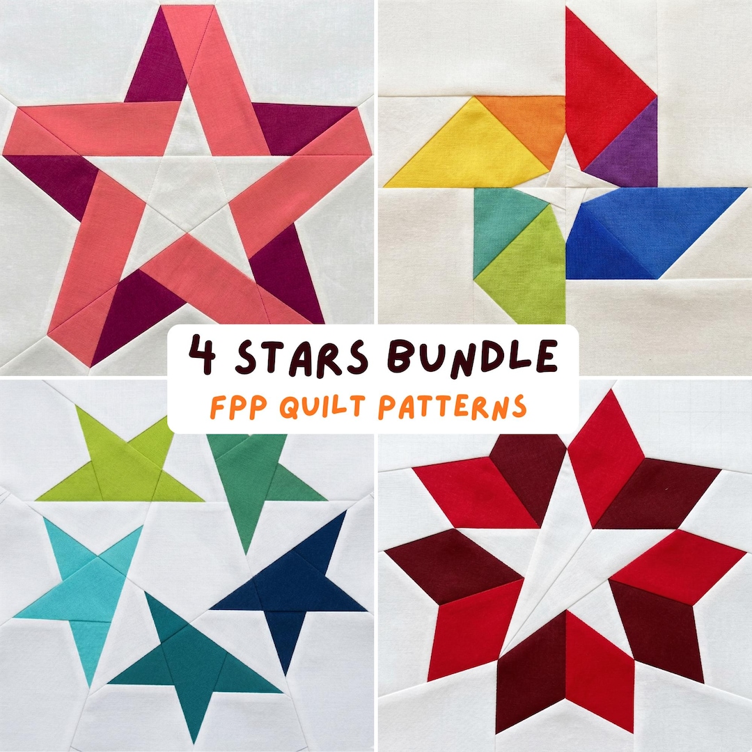 Star FPP Quilt Patterns Bundle Modern Foundation Paper Piecing Block ...