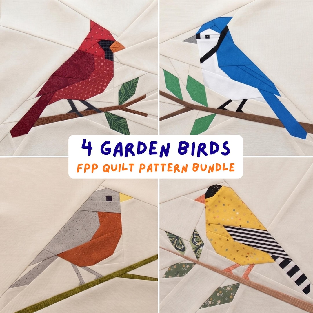 Garden Birds Quilt Pattern Bundle Modern FPP Foundation Paper Piecing ...