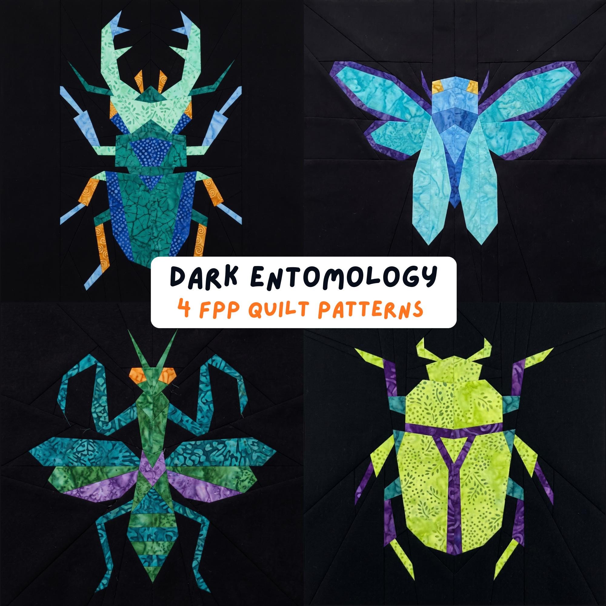 Bug Quilt Pattern Bundle Dark Academia FPP Foundation Paper Piecing ...