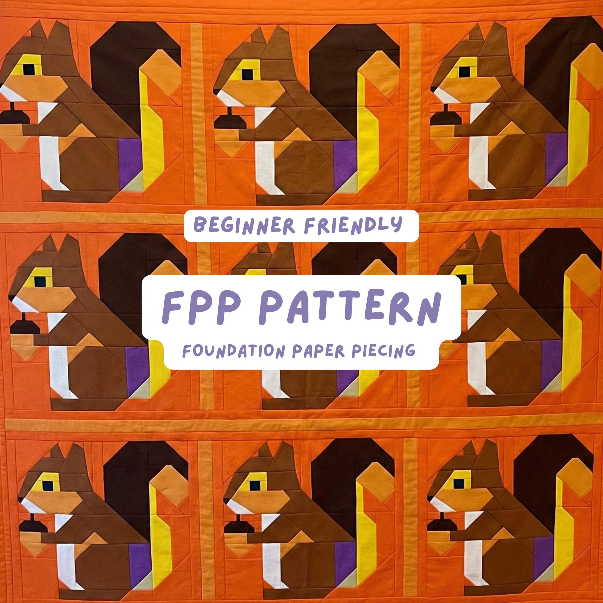 Modern Woodland Squirrel Quilt Pattern Foundation Paper Piecing Block ...